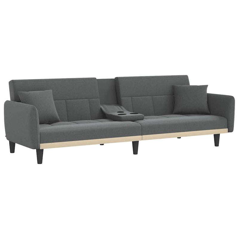 Sofa Bed with Cup Holders Dark Grey Fabric Payday Deals