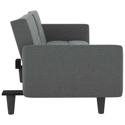 Sofa Bed with Cup Holders Dark Grey Fabric Payday Deals