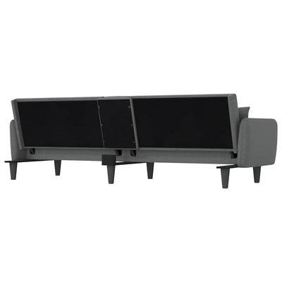 Sofa Bed with Cup Holders Dark Grey Fabric Payday Deals