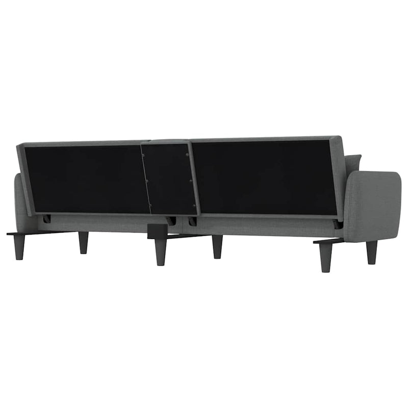 Sofa Bed with Cup Holders Dark Grey Fabric Payday Deals
