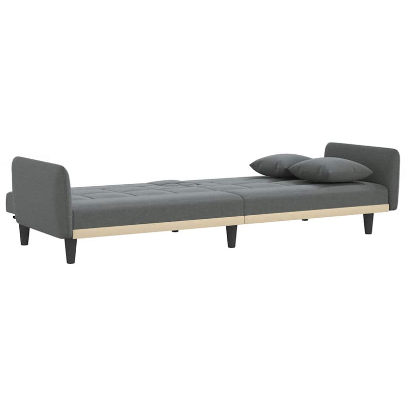 Sofa Bed with Cup Holders Dark Grey Fabric Payday Deals