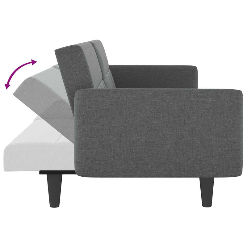 Sofa Bed with Cup Holders Dark Grey Fabric Payday Deals