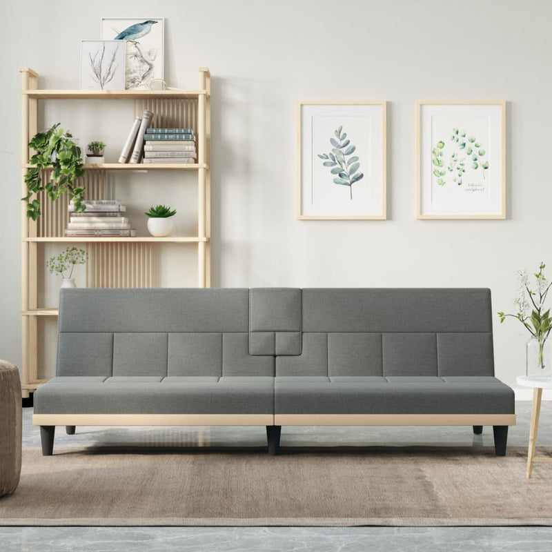 Sofa Bed with Cup Holders Dark Grey Fabric Payday Deals