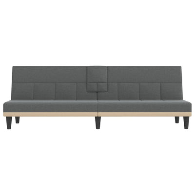 Sofa Bed with Cup Holders Dark Grey Fabric Payday Deals