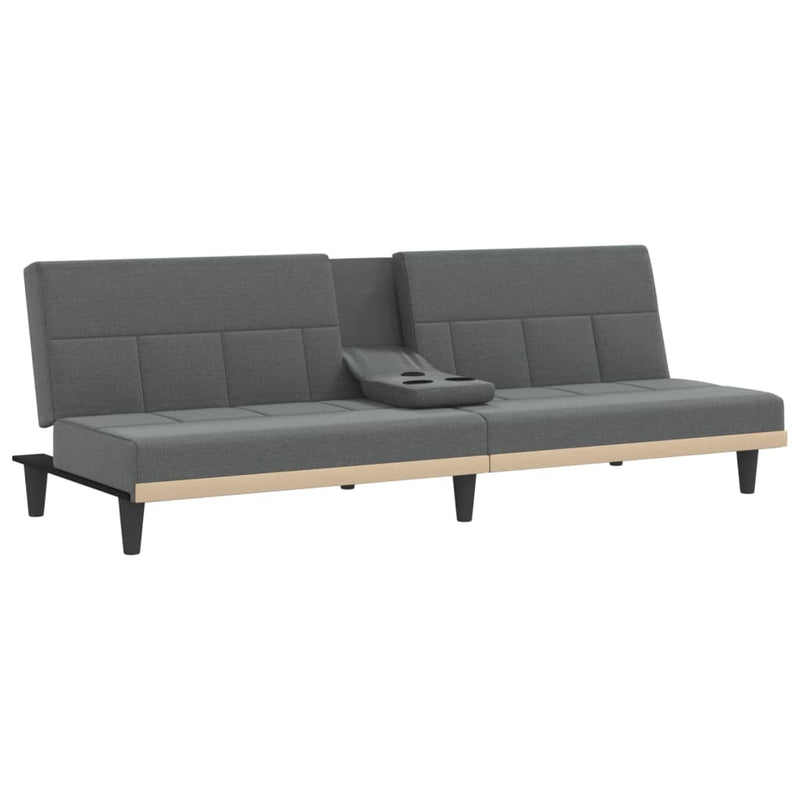 Sofa Bed with Cup Holders Dark Grey Fabric Payday Deals