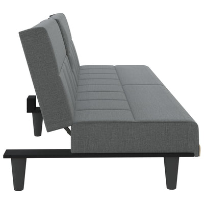Sofa Bed with Cup Holders Dark Grey Fabric Payday Deals