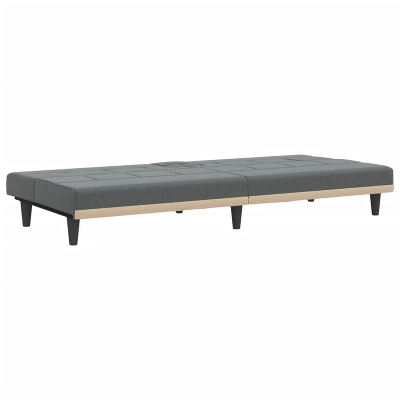 Sofa Bed with Cup Holders Dark Grey Fabric Payday Deals