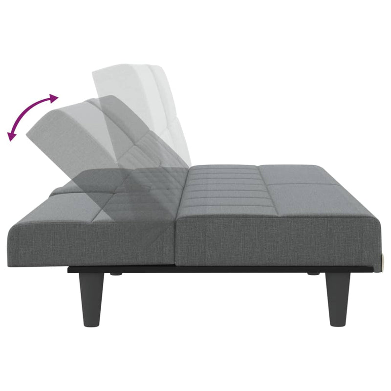 Sofa Bed with Cup Holders Dark Grey Fabric Payday Deals