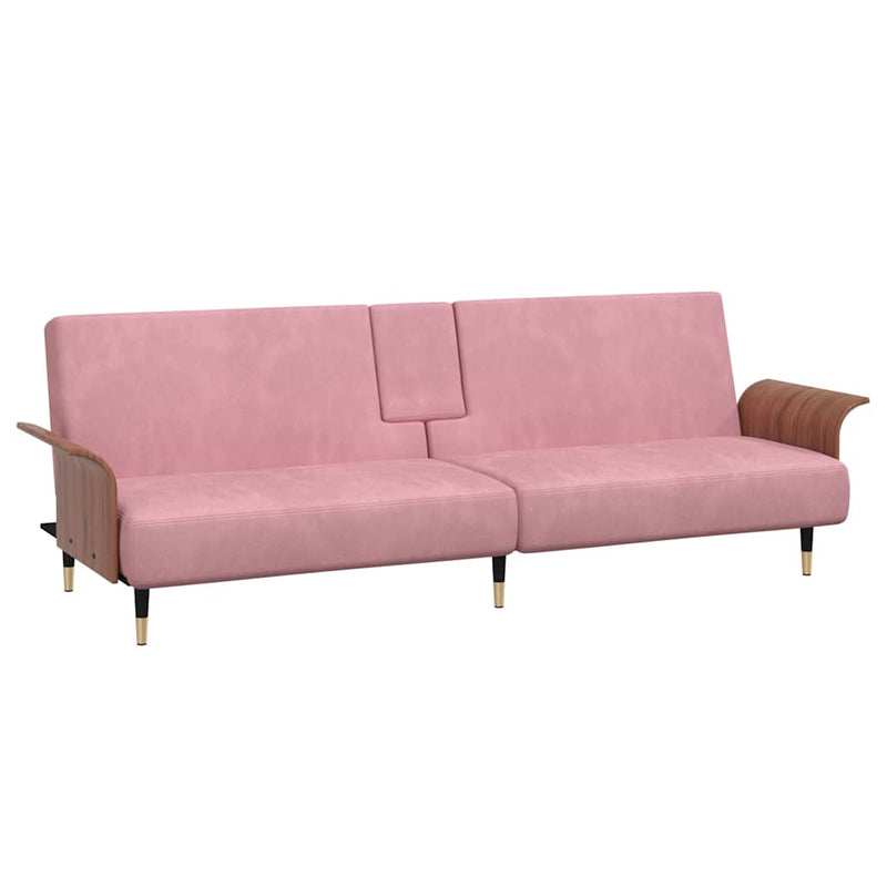 Sofa Bed with Cup Holders Pink Velvet Payday Deals