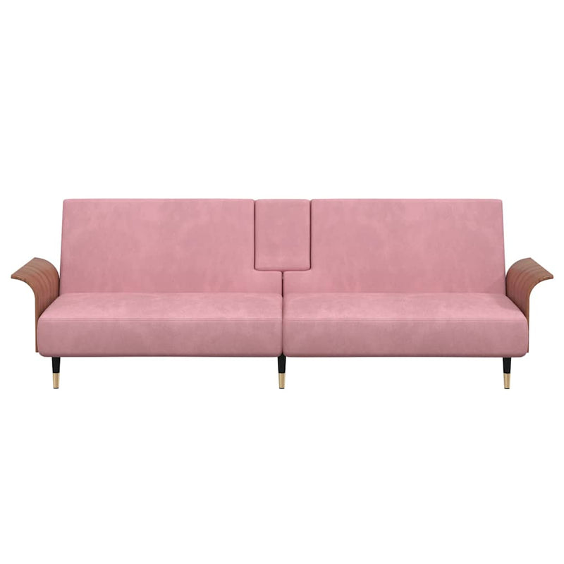 Sofa Bed with Cup Holders Pink Velvet Payday Deals