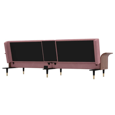 Sofa Bed with Cup Holders Pink Velvet Payday Deals
