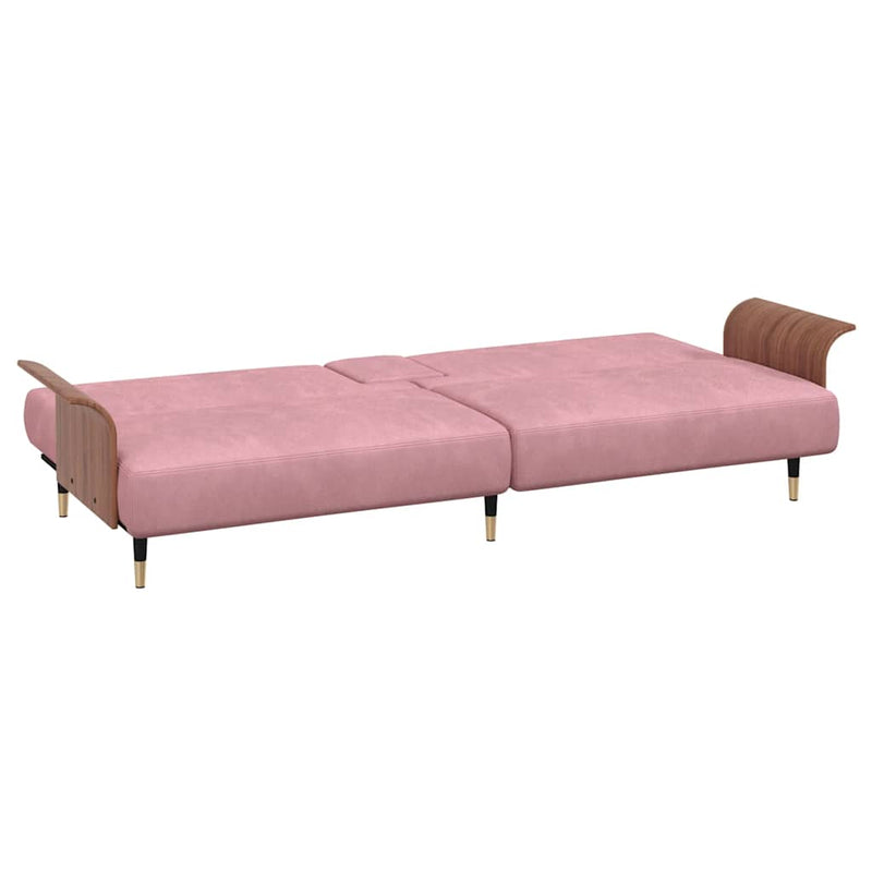 Sofa Bed with Cup Holders Pink Velvet Payday Deals