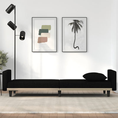 Sofa Bed with Cushions Black Fabric Payday Deals