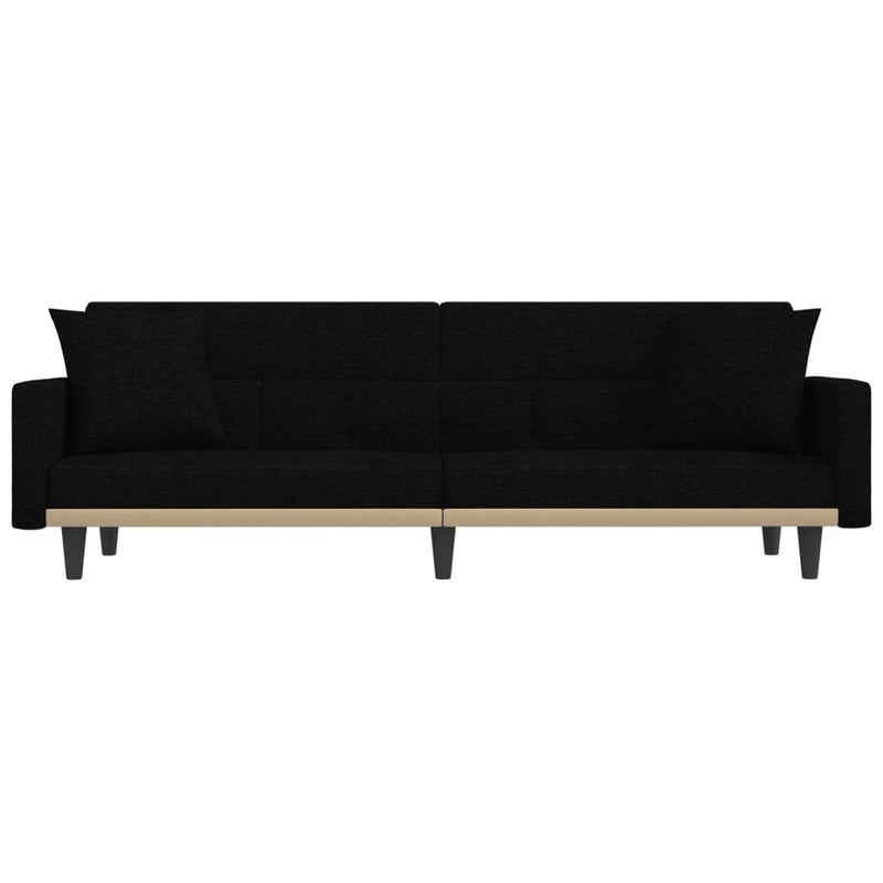Sofa Bed with Cushions Black Fabric Payday Deals