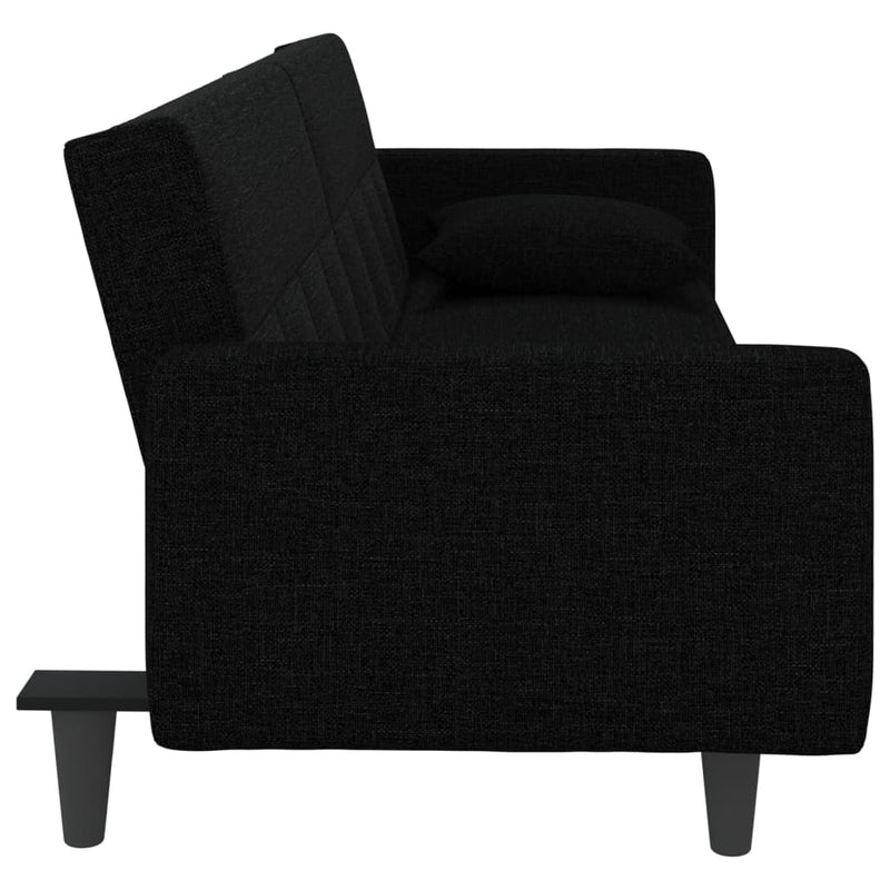 Sofa Bed with Cushions Black Fabric Payday Deals