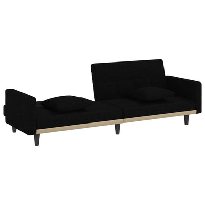 Sofa Bed with Cushions Black Fabric Payday Deals