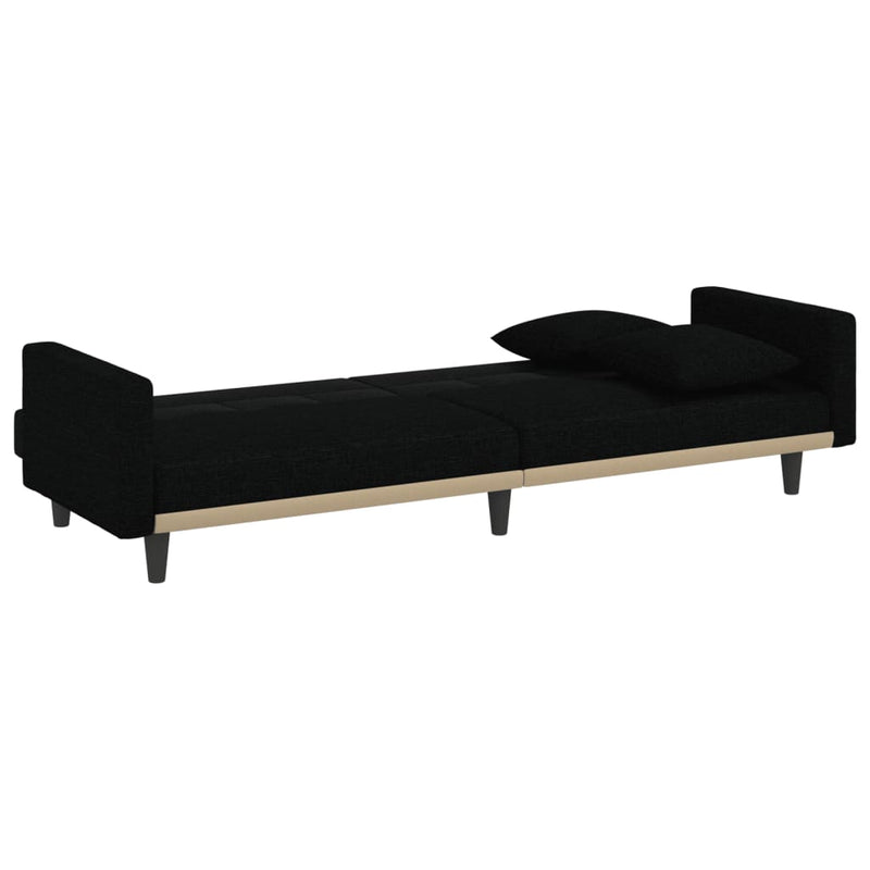 Sofa Bed with Cushions Black Fabric Payday Deals