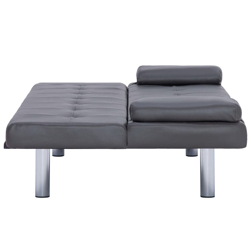 Sofa Bed with Two Pillows Grey Faux Leather Payday Deals