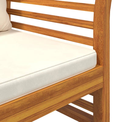 Sofa Bench with Cream White Cushions Solid Wood Acacia Payday Deals
