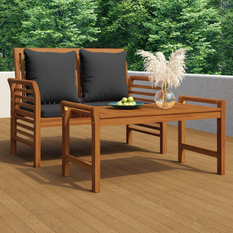 Sofa Bench with Dark Grey Cushions Solid Wood Acacia Payday Deals