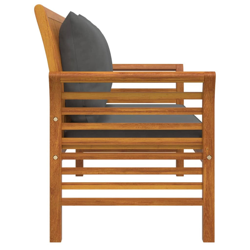 Sofa Bench with Dark Grey Cushions Solid Wood Acacia Payday Deals