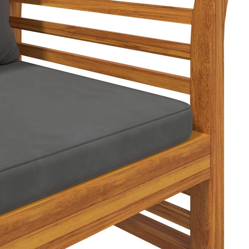 Sofa Bench with Dark Grey Cushions Solid Wood Acacia Payday Deals
