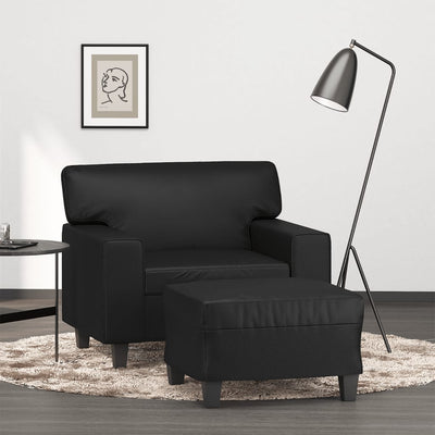 Sofa Chair with Footstool Black 60 cm Faux Leather