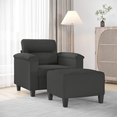 Sofa Chair with Footstool Dark Grey 60 cm Microfibre Fabric