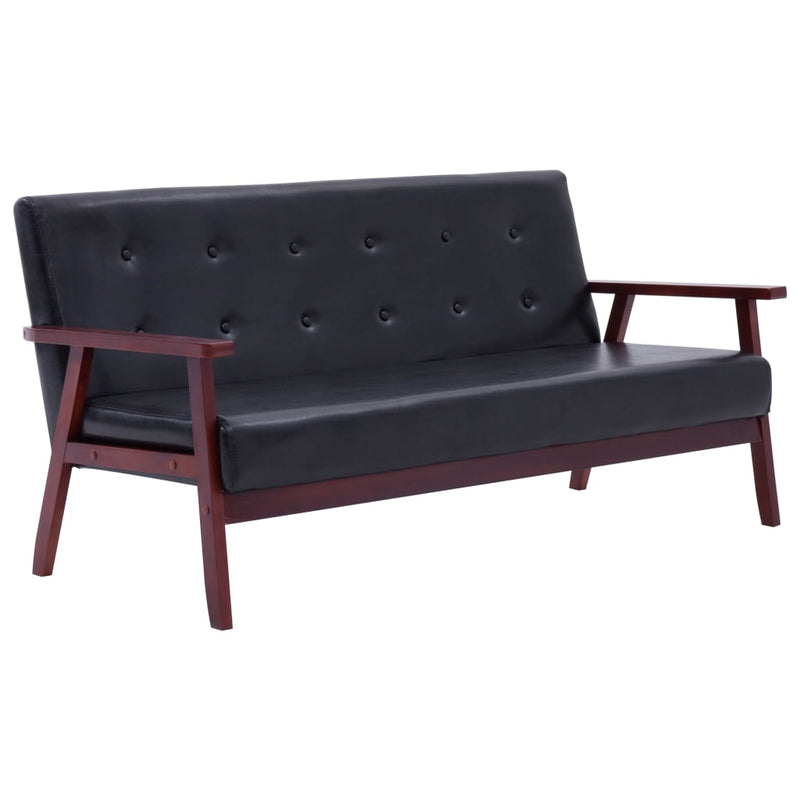 Sofa Set 2 Piece Black Faux Leather Payday Deals
