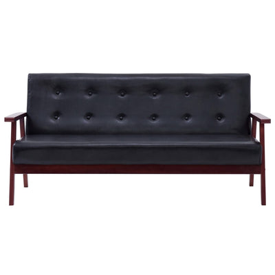 Sofa Set 2 Piece Black Faux Leather Payday Deals