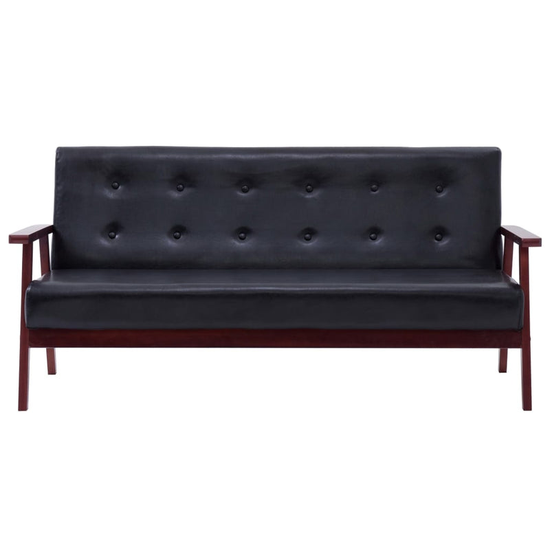 Sofa Set 2 Piece Black Faux Leather Payday Deals