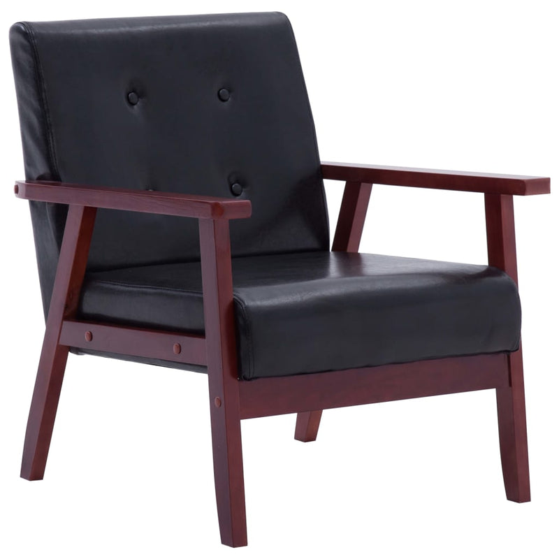Sofa Set 2 Piece Black Faux Leather Payday Deals