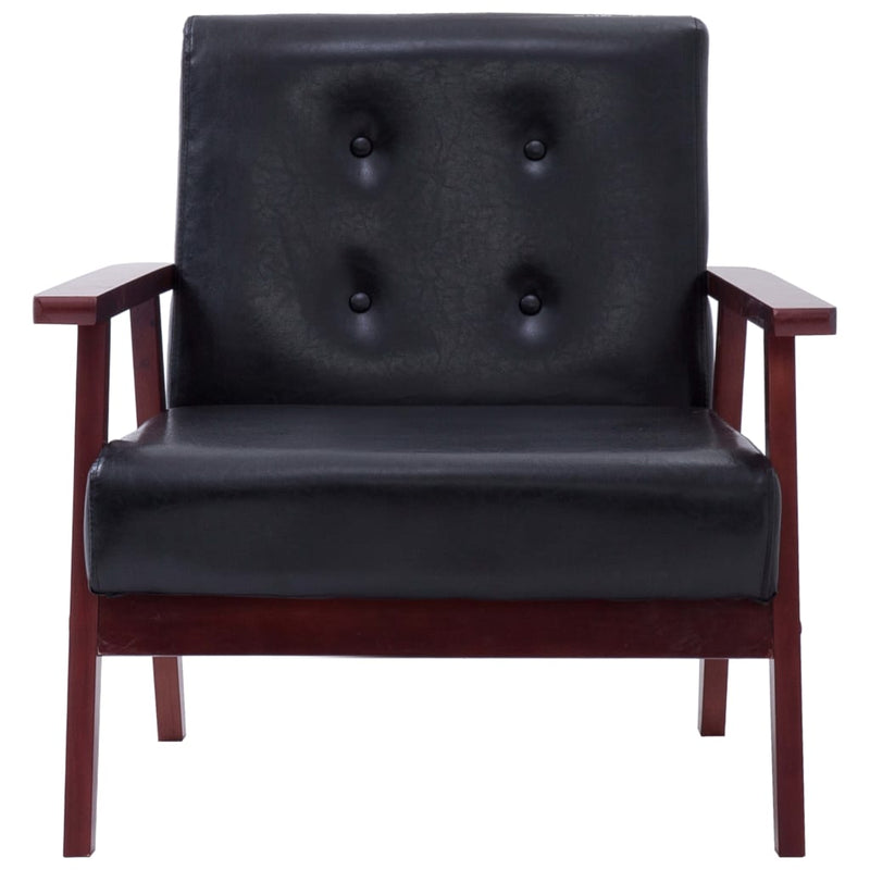 Sofa Set 2 Piece Black Faux Leather Payday Deals