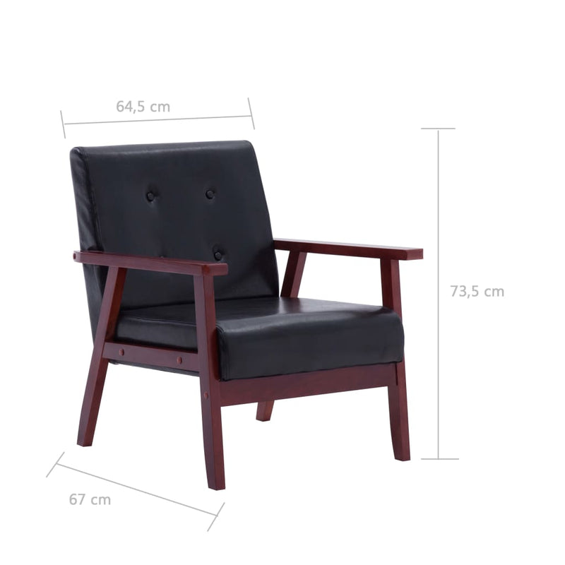 Sofa Set 2 Piece Black Faux Leather Payday Deals