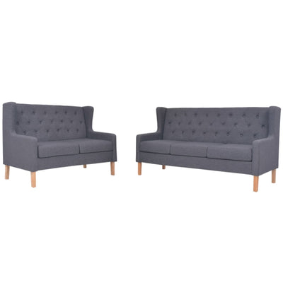 Sofa Set 2 Pieces Fabric Grey Payday Deals