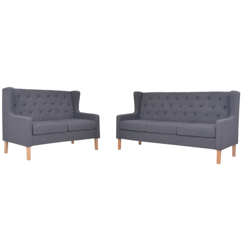 Sofa Set 2 Pieces Fabric Grey Payday Deals