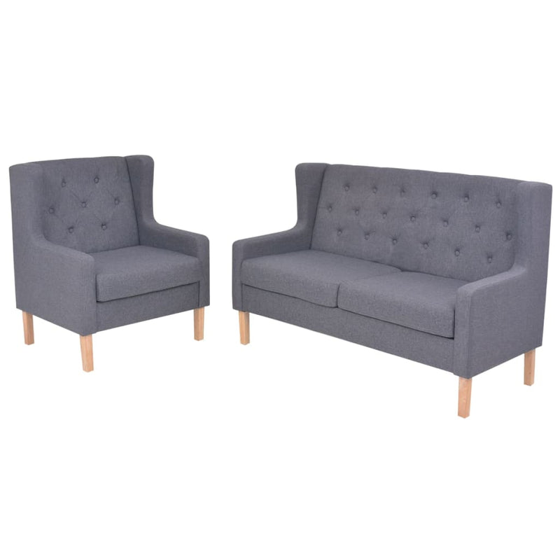 Sofa Set 2 Pieces Fabric Grey Payday Deals
