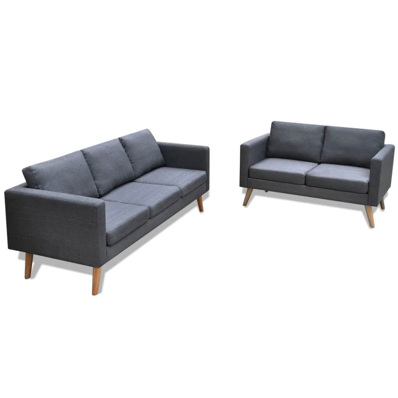 Sofa Set 2-Seater and 3-Seater Fabric Dark Grey Payday Deals