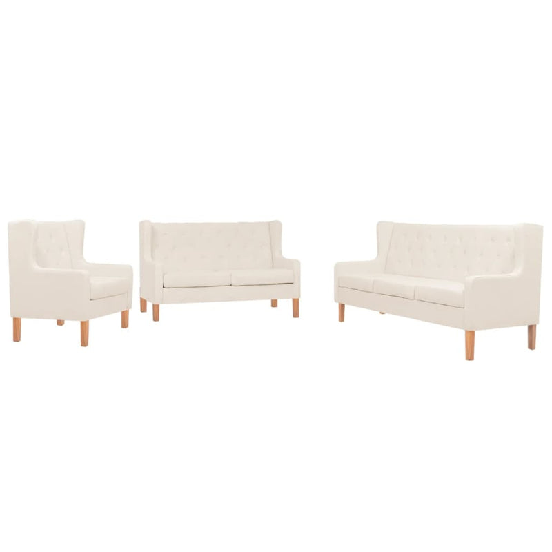 Sofa Set 3 Pieces Fabric Cream White Payday Deals