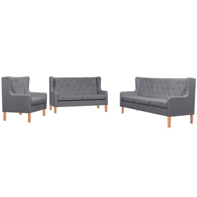 Sofa Set 3 Pieces Fabric Grey Payday Deals