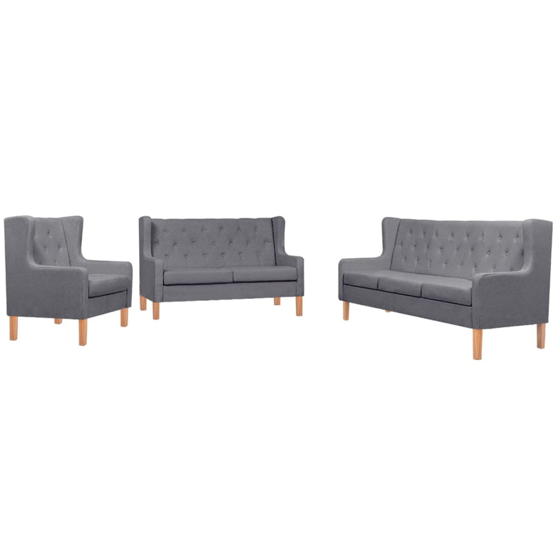 Sofa Set 3 Pieces Fabric Grey Payday Deals