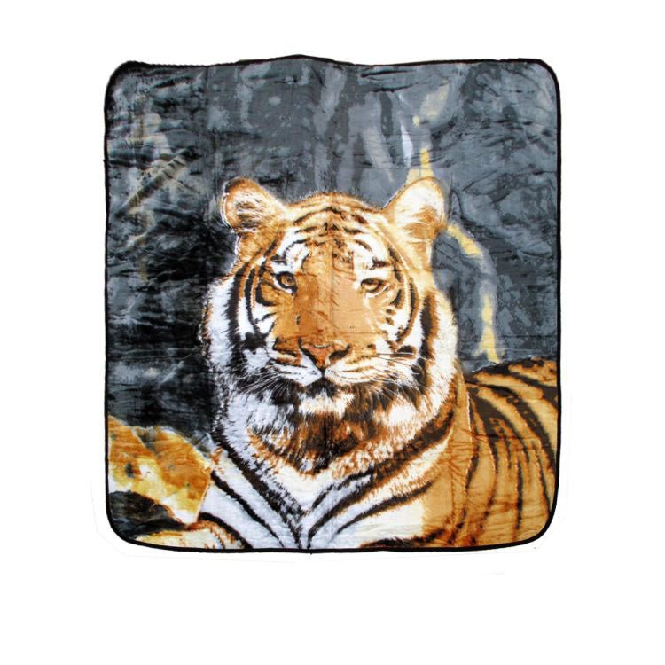 Soft 3D Animal Print Faux Mink Blanket Queen Brown Tiger Payday Deals