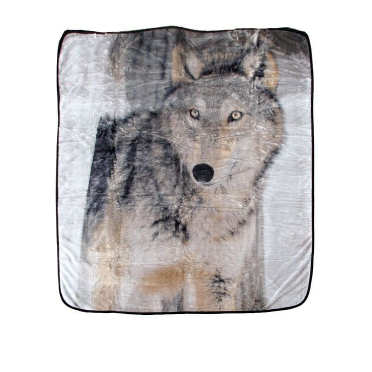 Soft 3D Animal Print Faux Mink Blanket Queen Wild Wolf Payday Deals