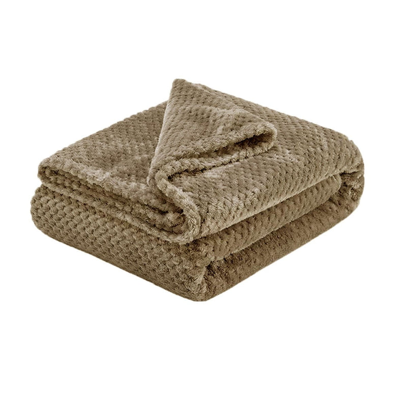 Soft Diamond Fleece Throw Rug/Blanket Latte Payday Deals