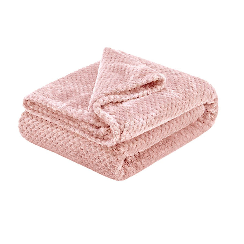 Soft Diamond Fleece Throw Rug/Blanket Pink Payday Deals