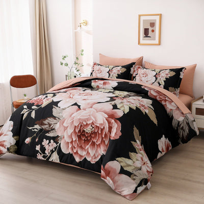 Soft Floral Comforter Set, King Size, Quilted Warm Bedding with Pillowcases Payday Deals