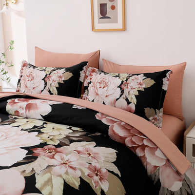 Soft Floral Comforter Set, King Size, Quilted Warm Bedding with Pillowcases Payday Deals