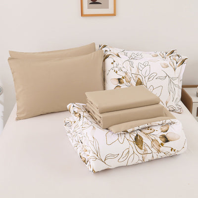 Soft Floral Leaf Comforter Set, King Size, Plush Quilted Bedding with Pillowcases Payday Deals