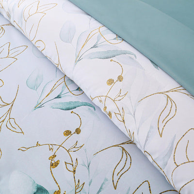 Soft Floral Leaf Comforter Set, King Size, Quilted Cozy Bedding with Pillowcases Payday Deals