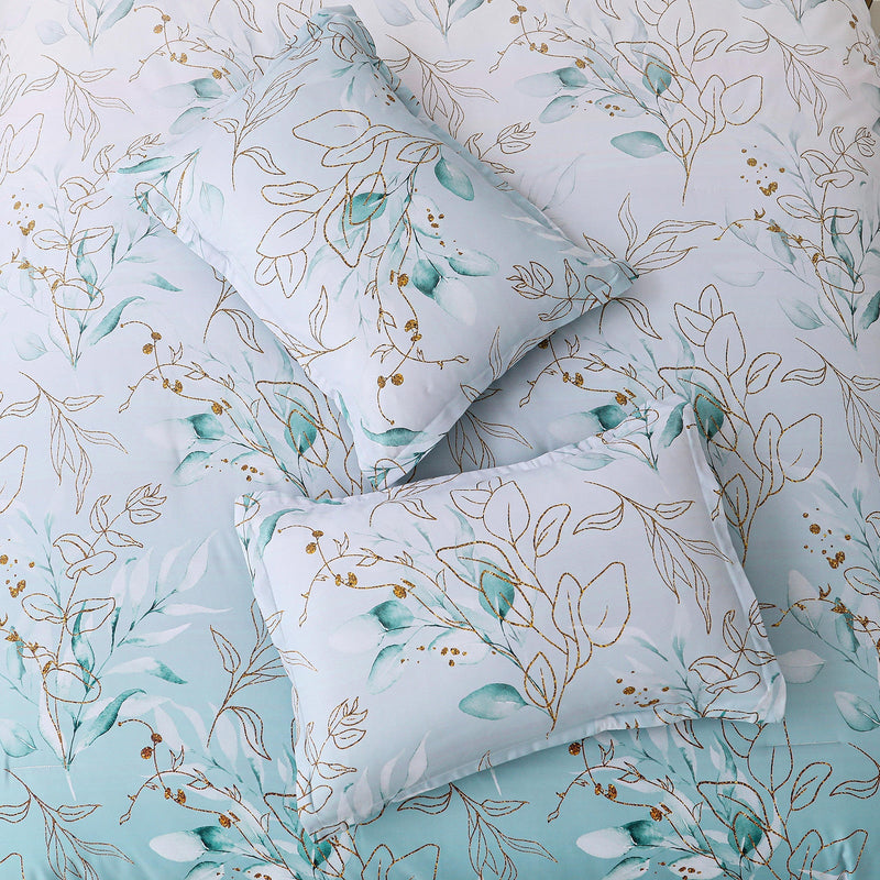 Soft Floral Leaf Comforter Set, King Size, Quilted Cozy Bedding with Pillowcases Payday Deals